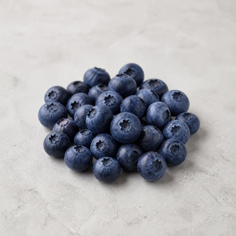 Blueberries on a neutral surface