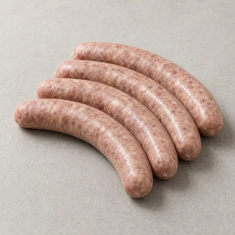 Bratwurst (raw) on a neutral surface