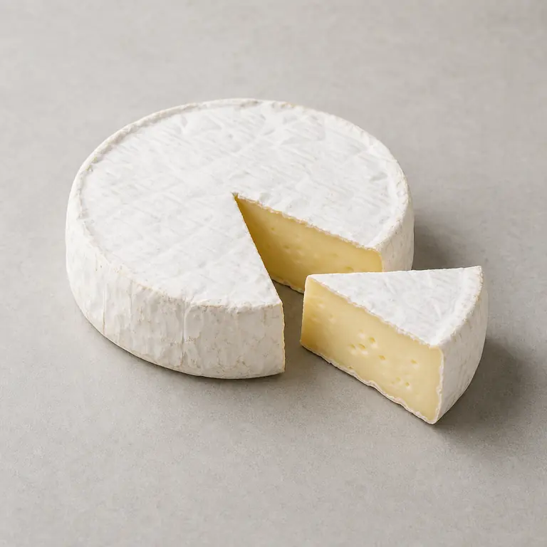 Brie cheese on a neutral surface