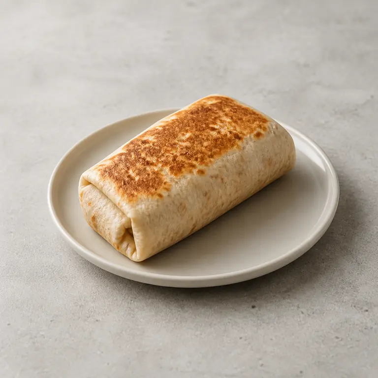 Burrito (cooked) on a neutral surface