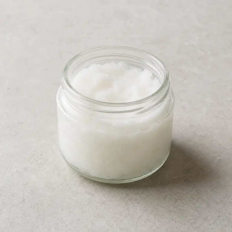 Coconut oil on a neutral surface