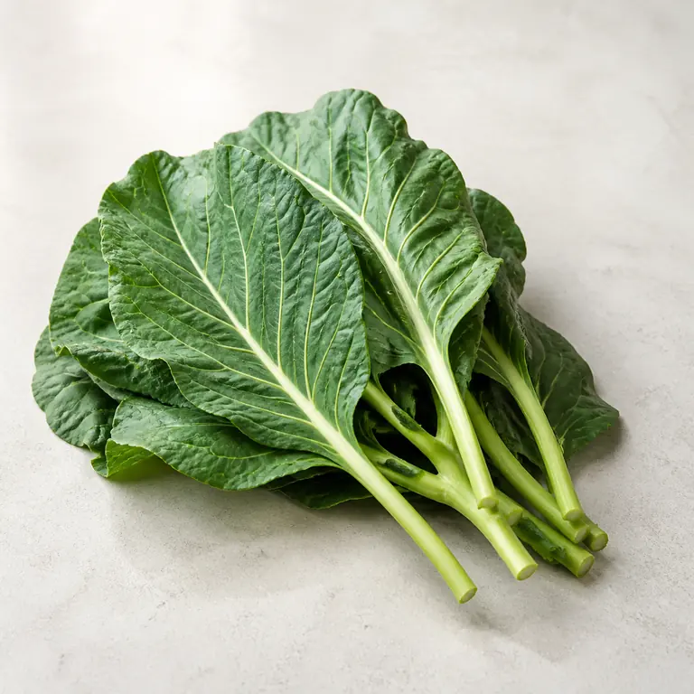 Collard greens on a neutral surface