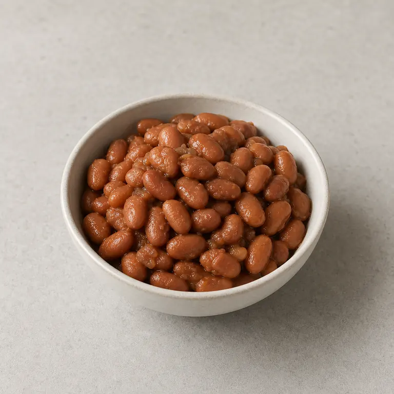 Cooked beans on a neutral surface