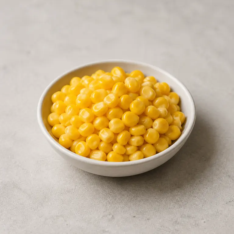 Corn (cooked) on a neutral surface