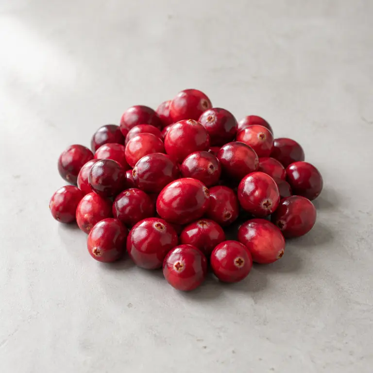 Cranberries on a neutral surface