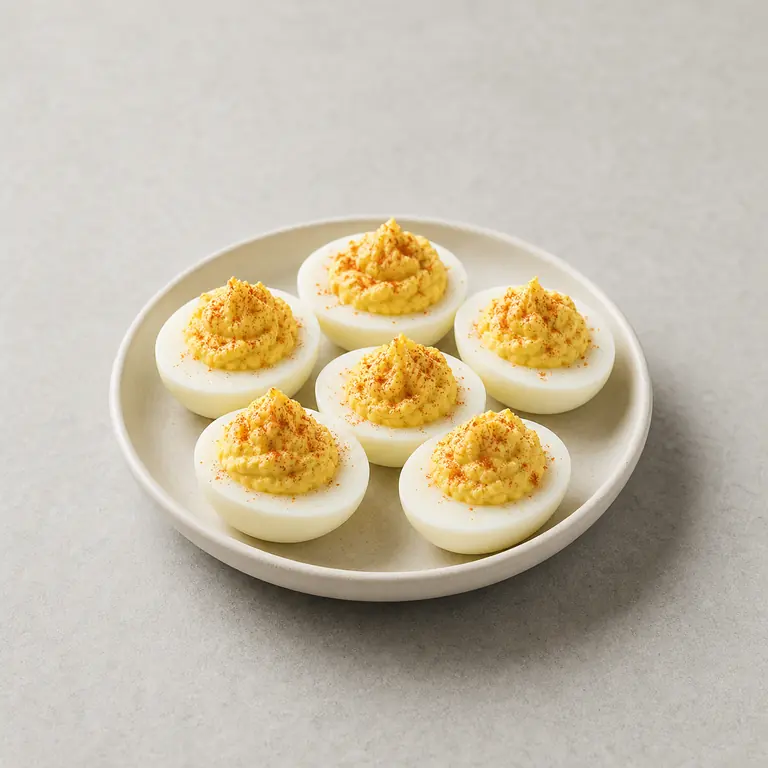 Deviled eggs on a neutral surface