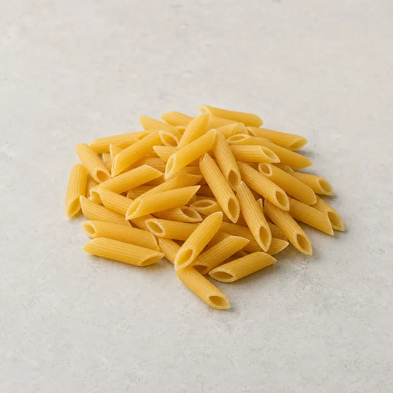 Dry pasta on a neutral surface