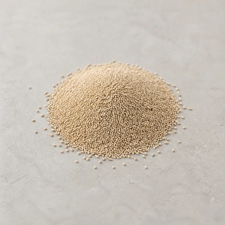 Dry yeast on a neutral surface