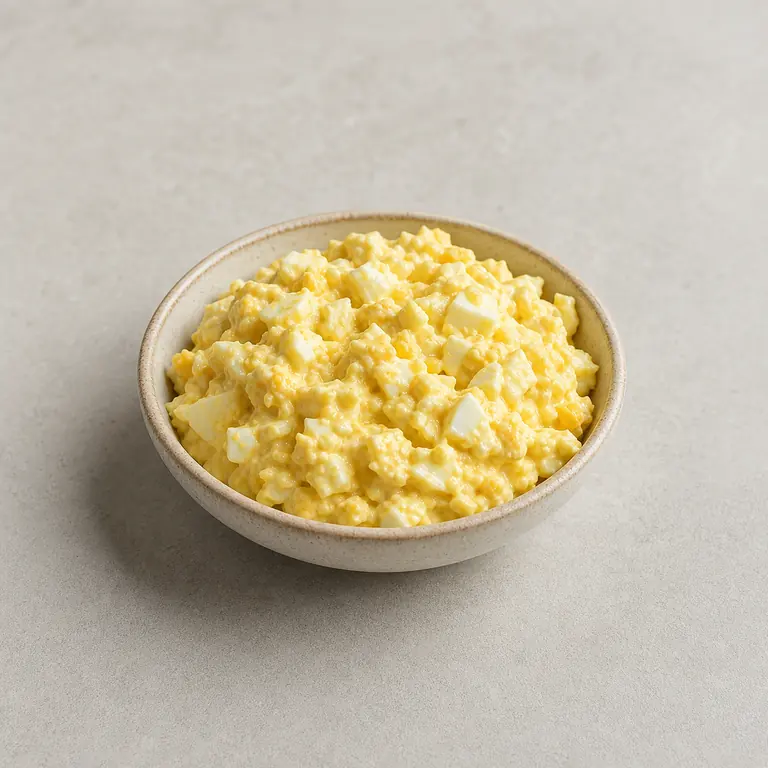 Egg salad on a neutral surface