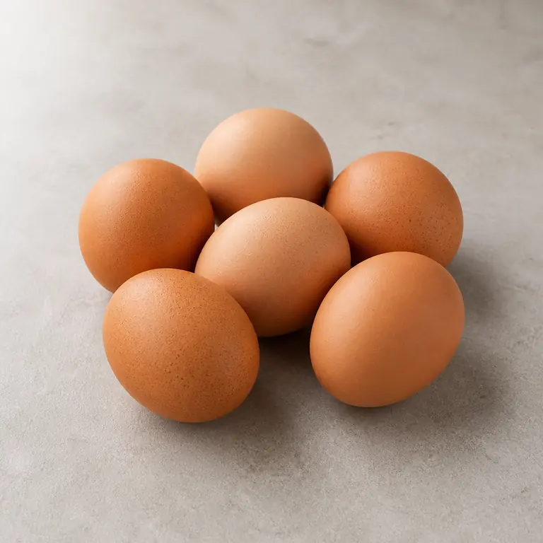 Eggs (raw, in shell) on a neutral surface