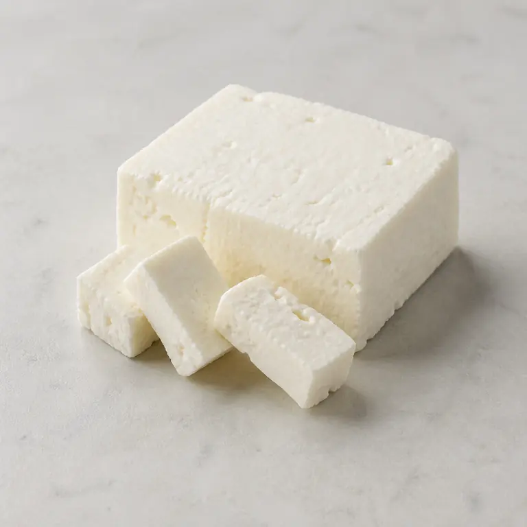 Feta cheese on a neutral surface
