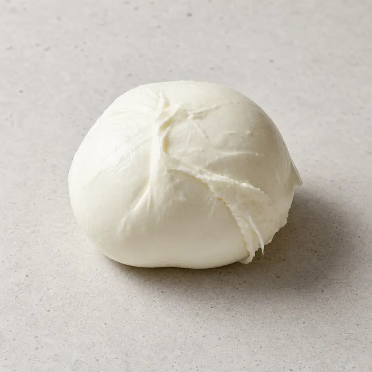 Fresh mozzarella on a neutral surface
