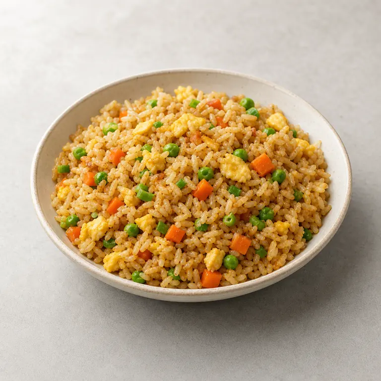 Fried rice on a neutral surface