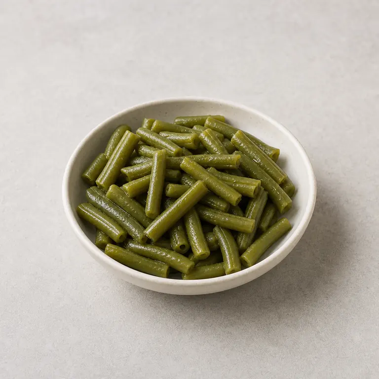 Green beans (cooked) on a neutral surface