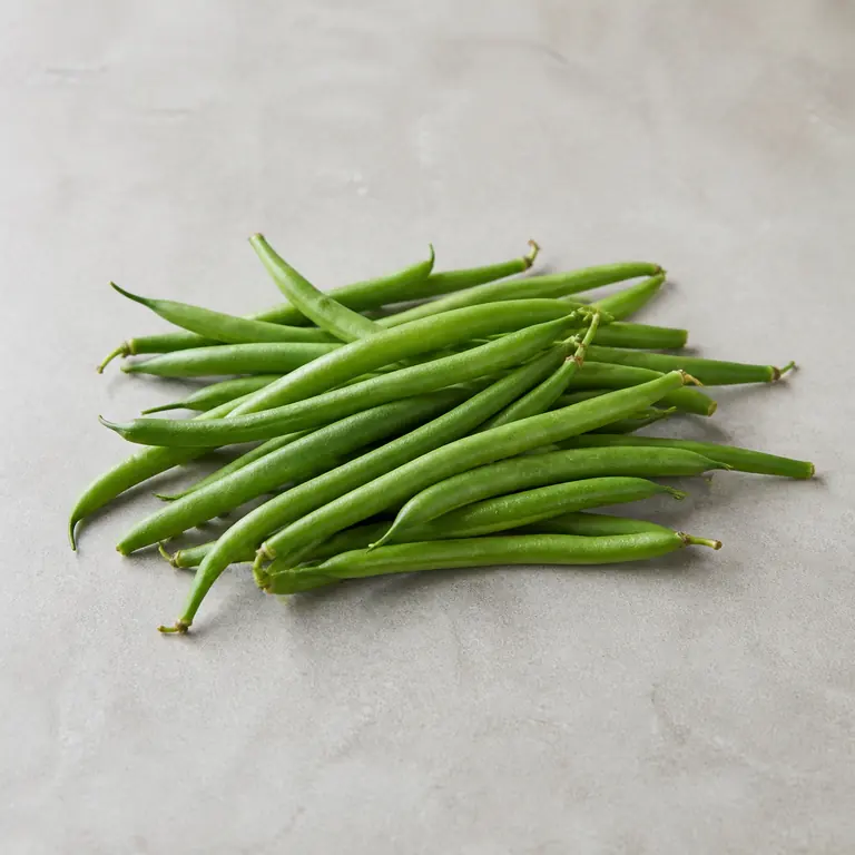 Green beans on a neutral surface