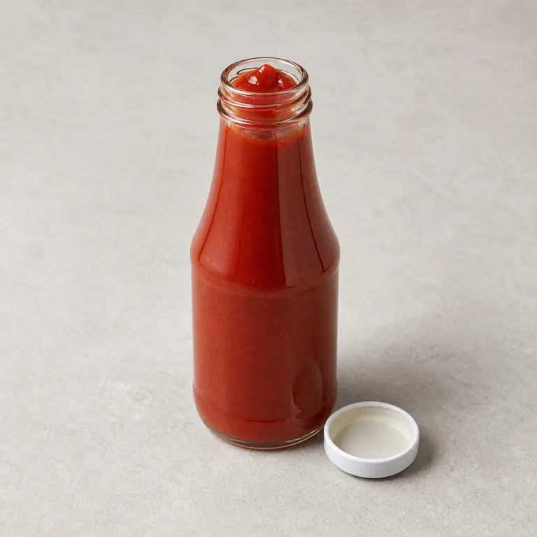 Ketchup (opened) on a neutral surface