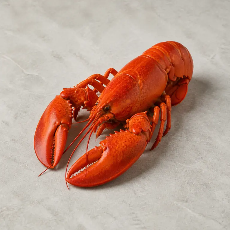 Lobster (cooked) on a neutral surface