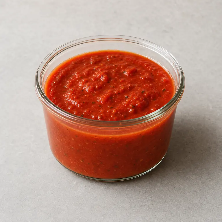 Marinara sauce (opened) on a neutral surface