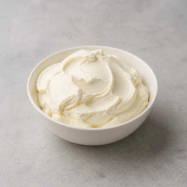 Mascarpone cheese on a neutral surface