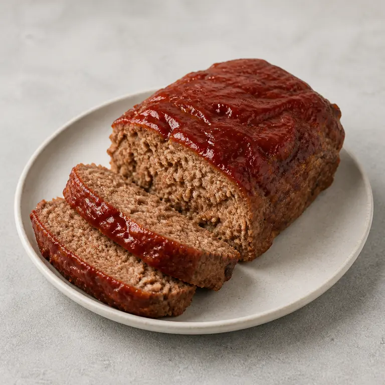 Meatloaf (cooked) on a neutral surface
