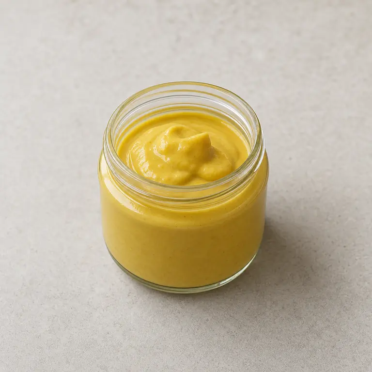 Mustard (opened) on a neutral surface