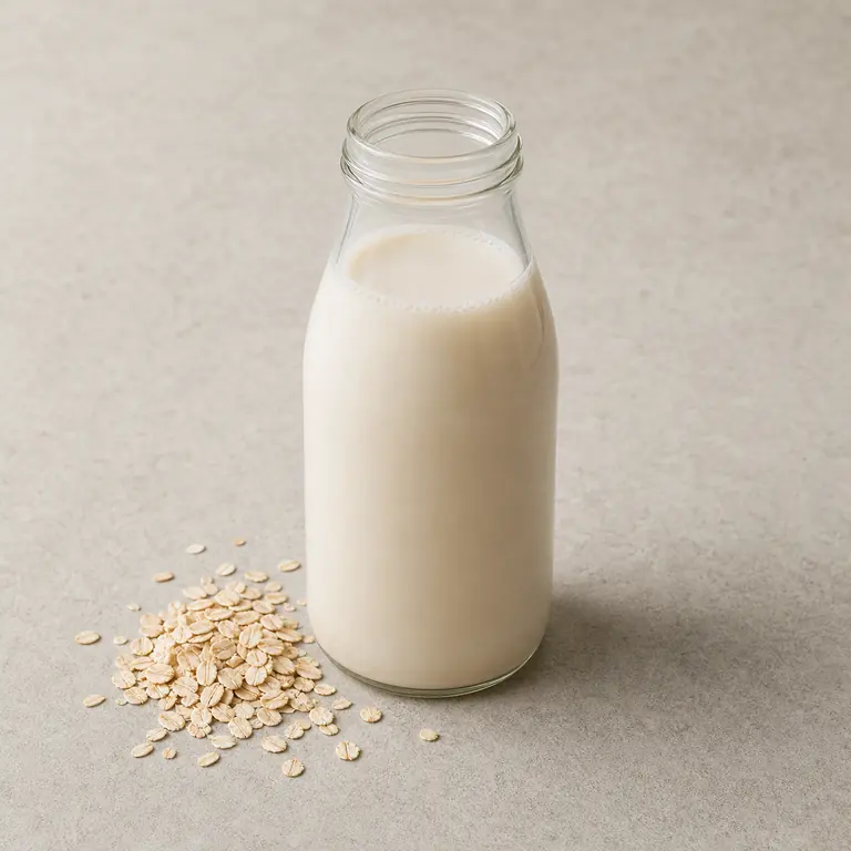 Oat milk (opened) on a neutral surface