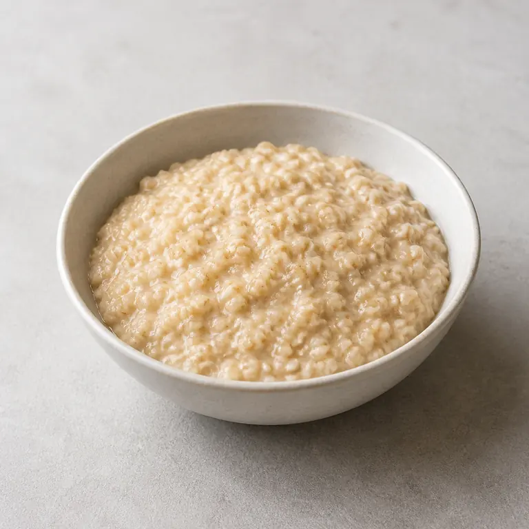 Oatmeal (cooked) on a neutral surface