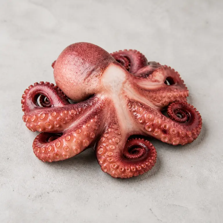 Octopus (cooked) on a neutral surface