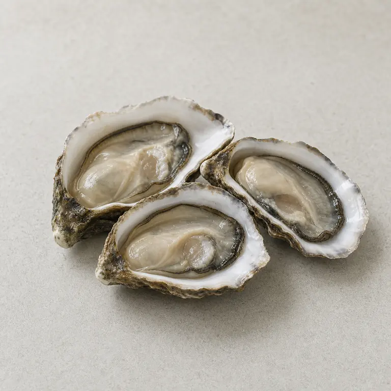 Oysters (raw) on a neutral surface