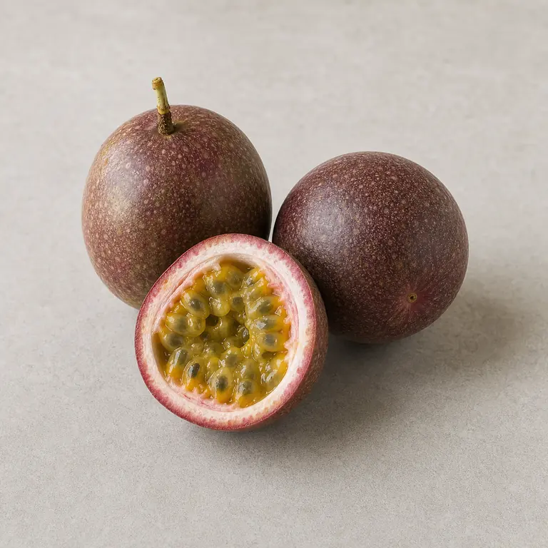 Passion fruit on a neutral surface