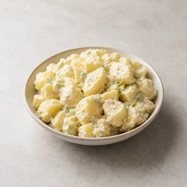 Potato salad on a neutral surface
