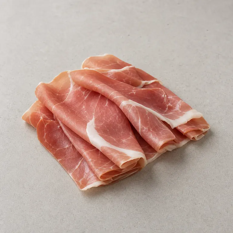 Prosciutto (opened) on a neutral surface