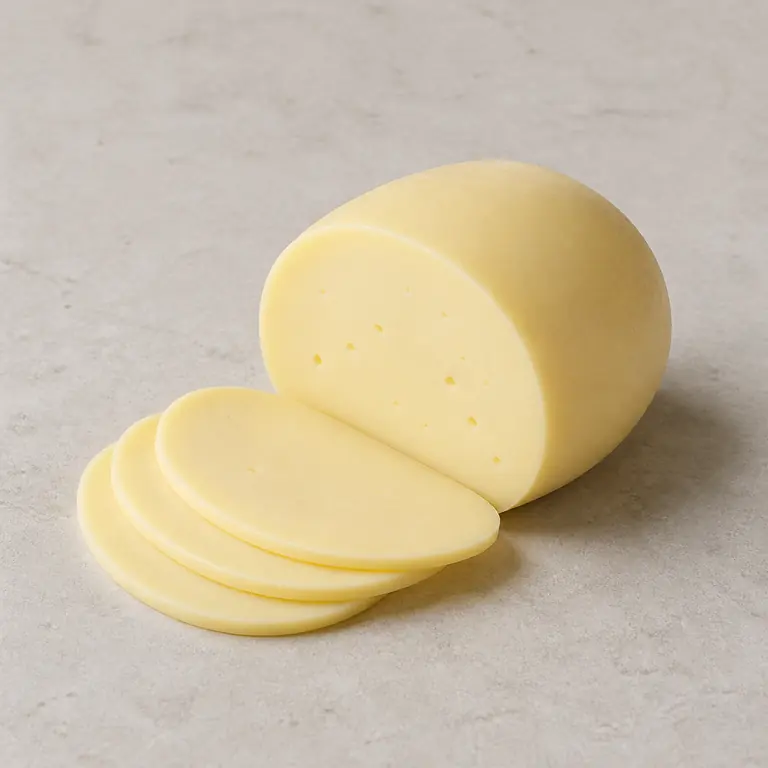 Provolone cheese on a neutral surface