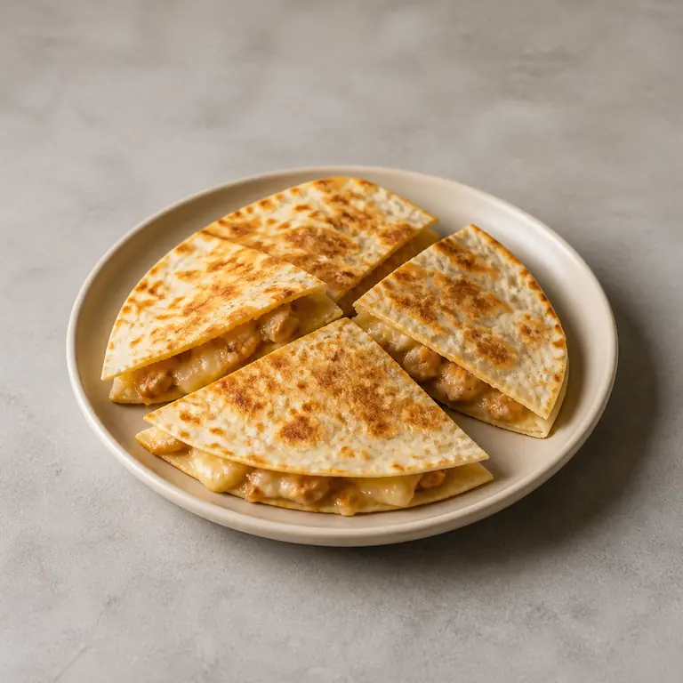 Quesadilla (cooked) on a neutral surface