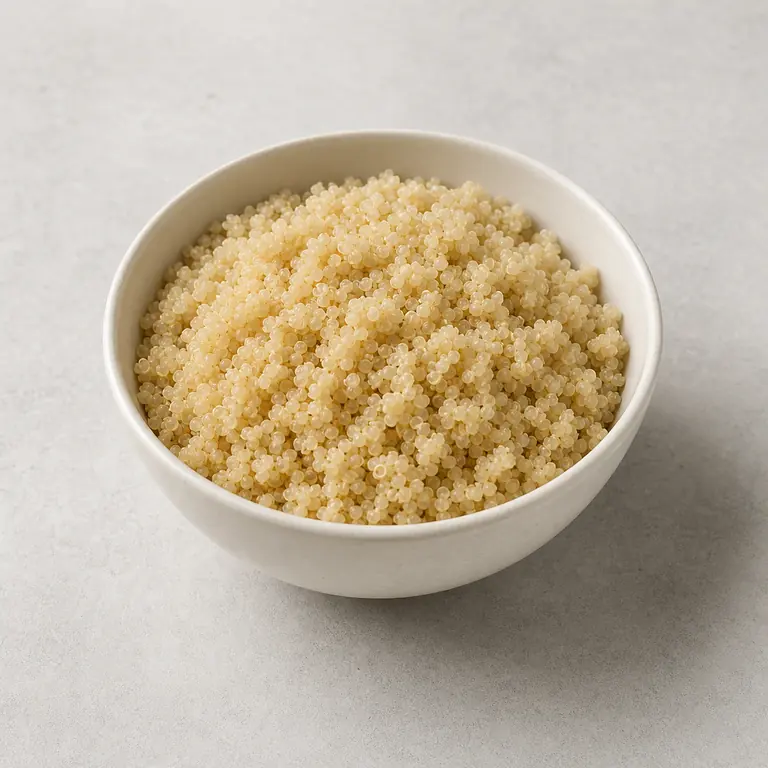 Quinoa (cooked) on a neutral surface