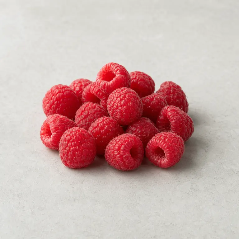 Raspberries on a neutral surface