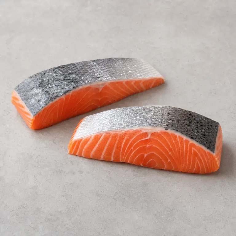 Salmon (raw) on a neutral surface