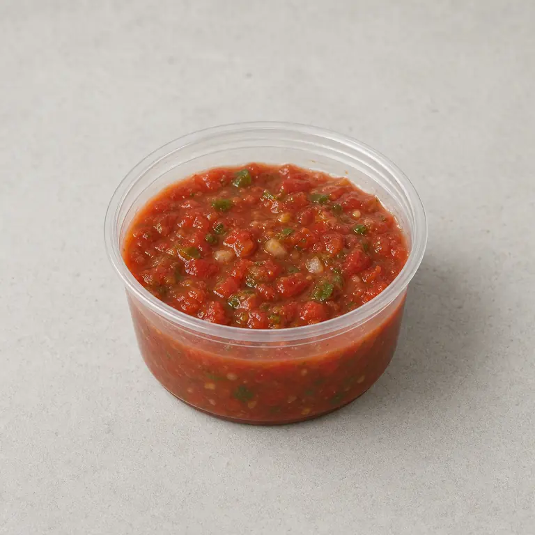 Salsa (opened) on a neutral surface