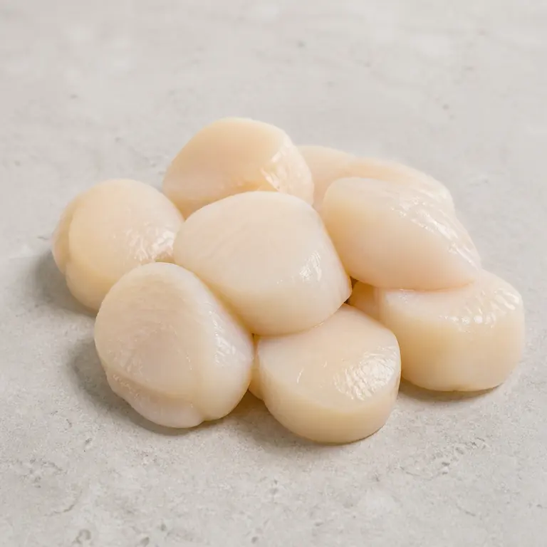 Scallops (raw) on a neutral surface