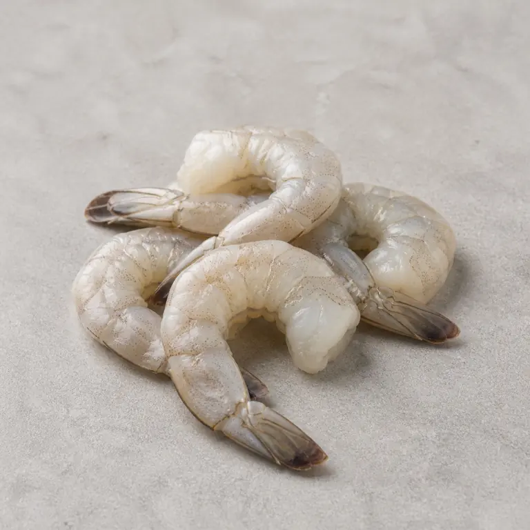 Shrimp (raw) on a neutral surface