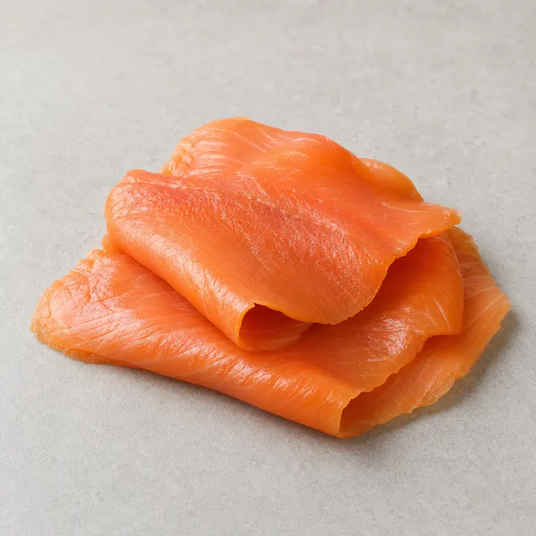 Smoked salmon on a neutral surface