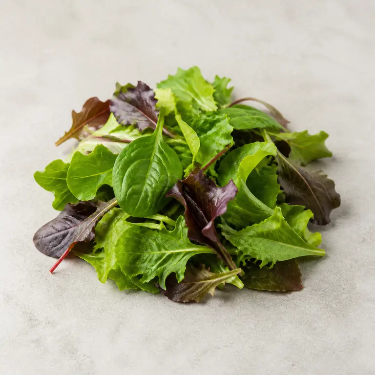 Spring mix salad on a neutral surface