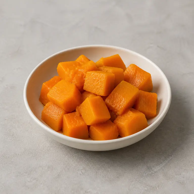 Squash (cooked) on a neutral surface