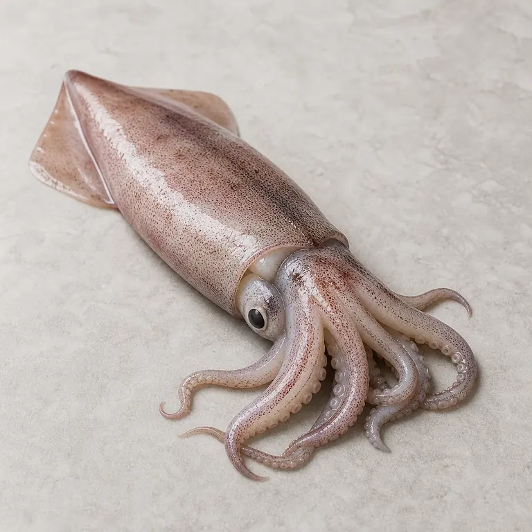 Squid (raw) on a neutral surface