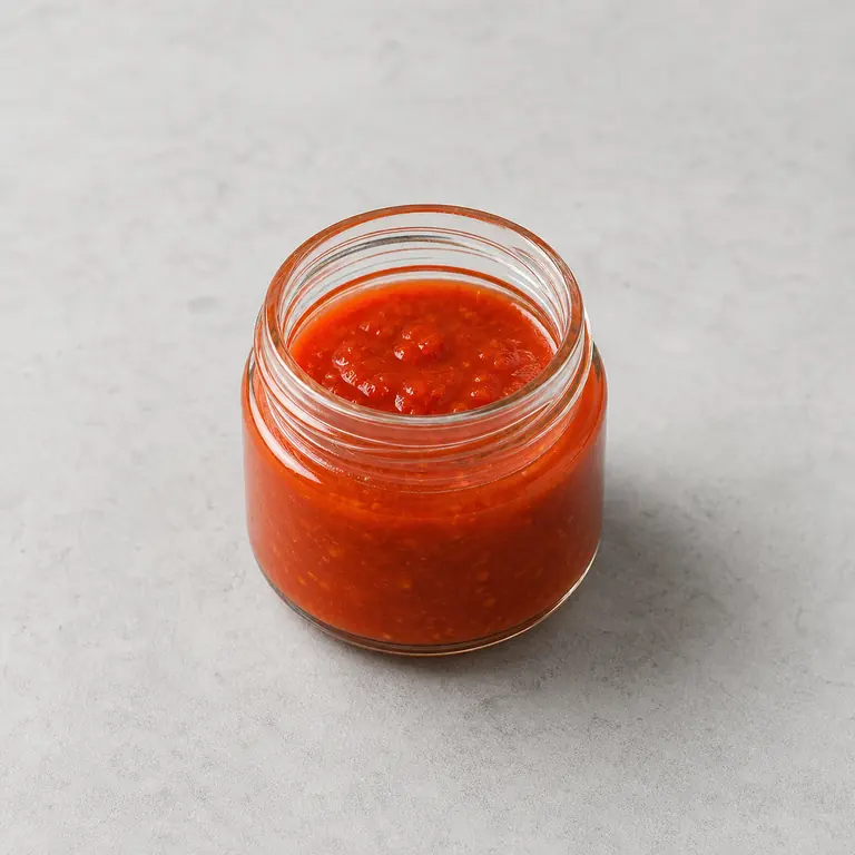 Sriracha (opened) on a neutral surface
