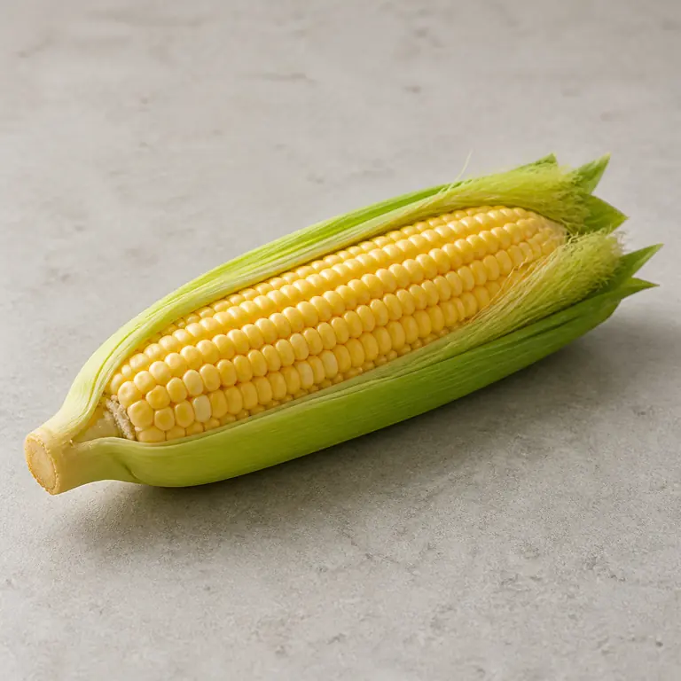 Sweet corn on a neutral surface