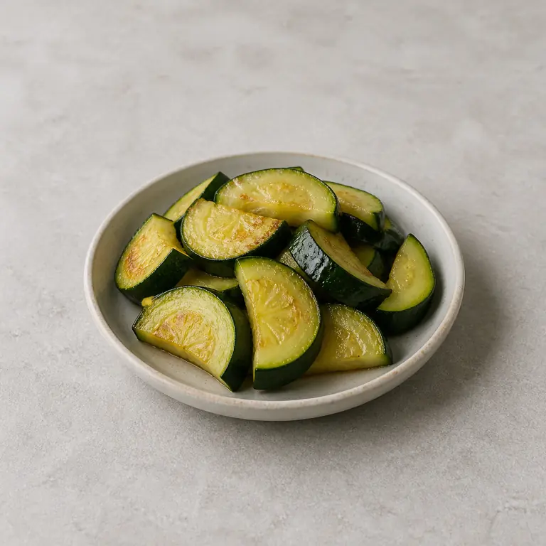 Zucchini (cooked) on a neutral surface